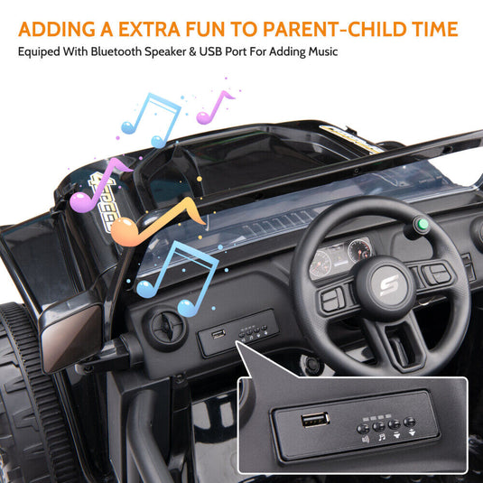 2-Seater Electric Ride-On Car for Kids with Remote Control and Music - 12V Battery Powered