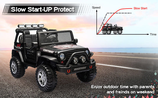2-Seater Electric Ride On Jeep Toy with USB, Bluetooth, and Remote Control for Kids (12V)