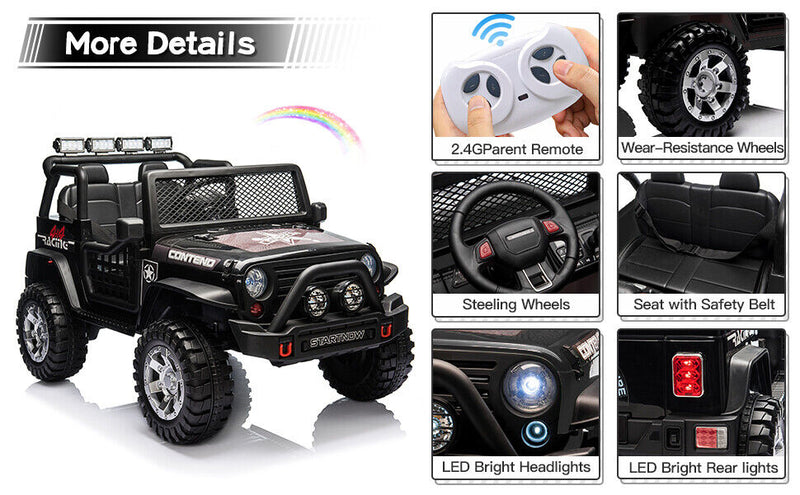 Load image into Gallery viewer, 2-Seater Electric Ride On Jeep Toy with USB, Bluetooth, and Remote Control for Kids (12V)
