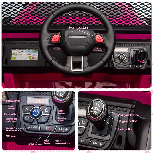 2-Seater Electric Ride On Jeep Toy with USB, Bluetooth, and Remote Control for Kids (12V)