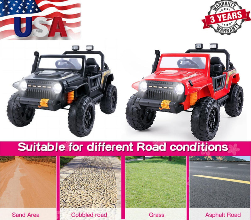 Load image into Gallery viewer, 2-Seater Electric Ride-On Jeep with LED Lights, Bluetooth, and FM Radio for Kids (12V)
