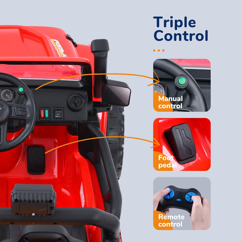 Load image into Gallery viewer, Parent-Child Ride-On Truck with Remote Control, FM Radio, and Bluetooth - 12V
