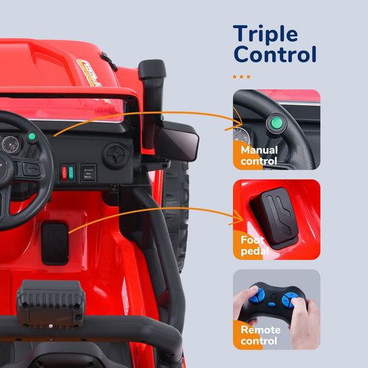 Parent-Child Ride-On Truck with Remote Control, FM Radio, and Bluetooth Connectivity