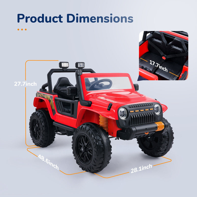 Load image into Gallery viewer, KLOKICK Parent-child Car Ride-on Truck with Remote Control, LED Lights, and MP3 Player in Black and Red
