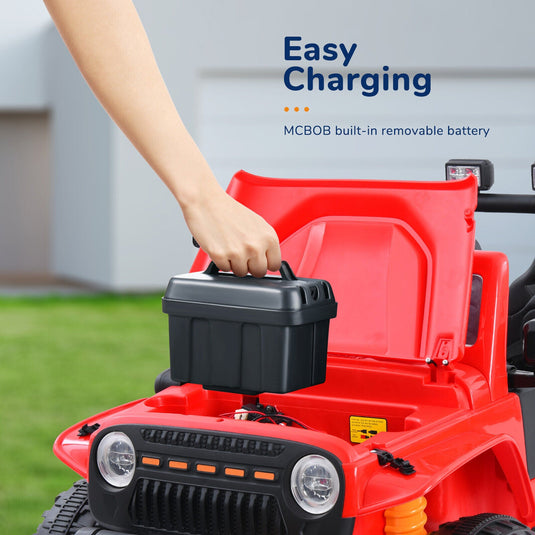 Bluetooth Remote Control Kids Ride-On Truck with LED Lights and FM Radio for Parent-Child Fun