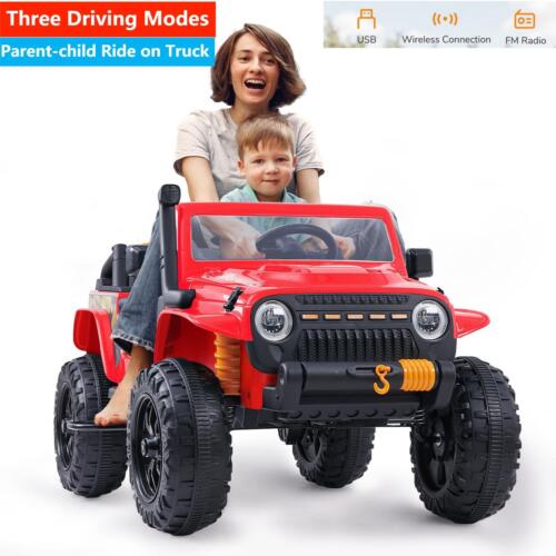 Load image into Gallery viewer, 2-Seater Electric Ride-On Toy Truck for Kids with Remote Control, USB, and FM Radio - 12V
