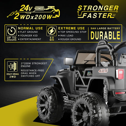 2-Seater 24V Electric Ride-On Truck with Bluetooth and Remote Control - 400W Power