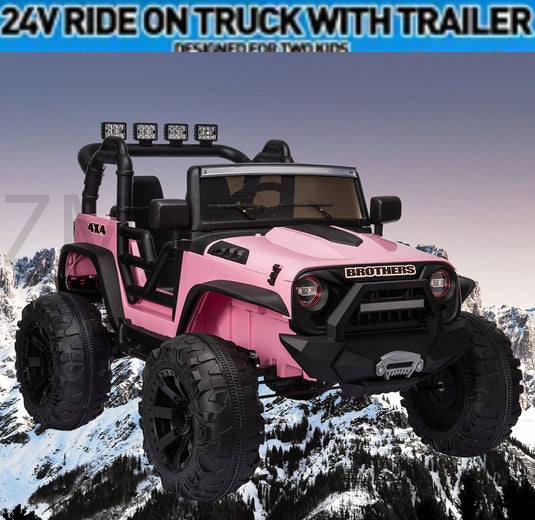 2-Seater Electric Ride-On Truck for Kids with Bluetooth and Remote Control - 24V