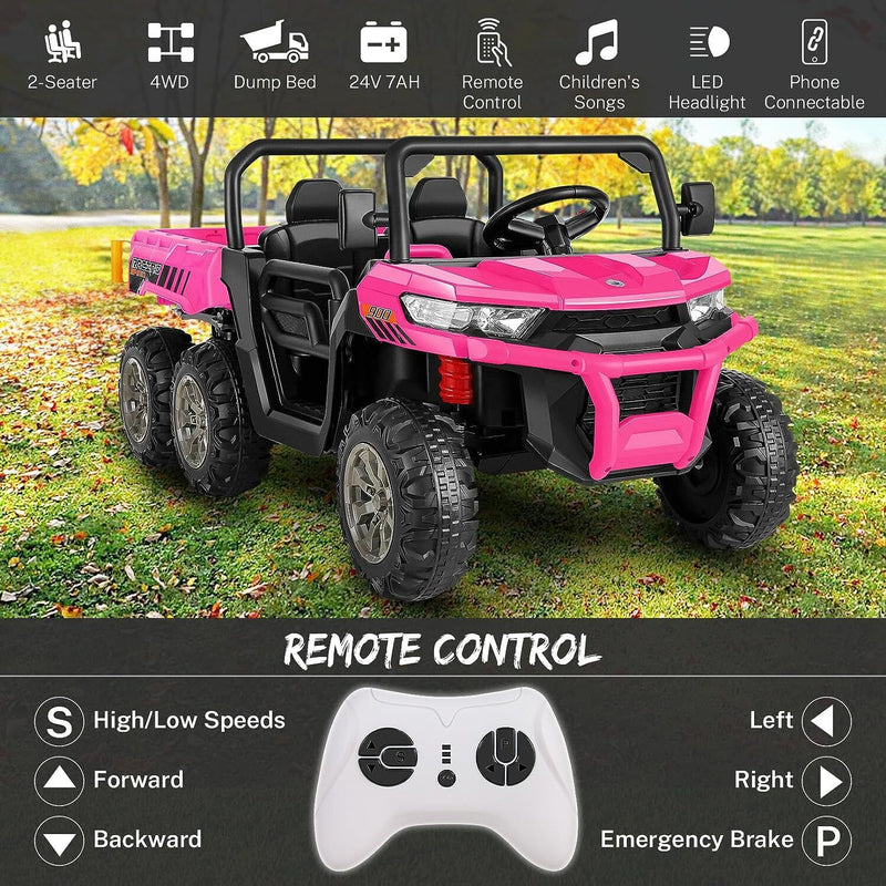 Load image into Gallery viewer, 2-Seater Electric Ride-On Truck with Dump Bed and RC Control - 3 Speeds, 24V Power for Kids
