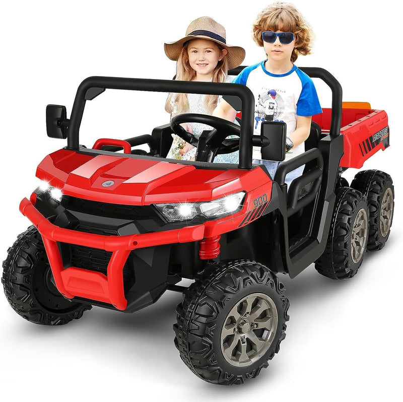 Load image into Gallery viewer, Premium 24V 7Ah Battery-Powered 2-Seat Dump Truck Ride-On Toy for Kids with 6 Wheels
