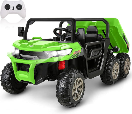 Premium 24V 7Ah Battery-Powered 2-Seat Dump Truck Ride-On Toy for Kids with 6 Wheels