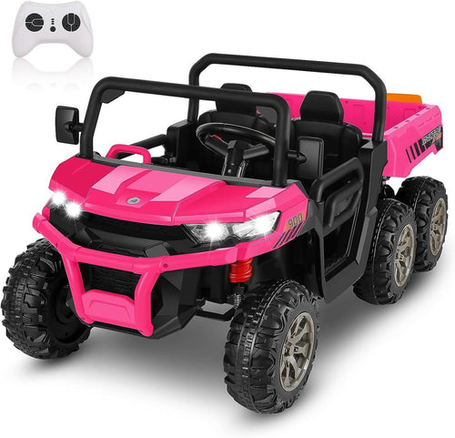 2 Seater 24V Dump Truck Ride On Car with Electric Dump Bed & Shovel - Remote Control Included