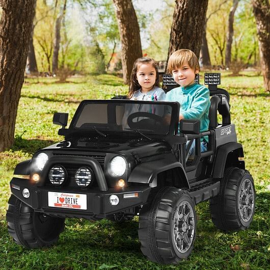 Load image into Gallery viewer, 2-Seater Electric Ride-On Truck with Remote Control and Storage - Black

