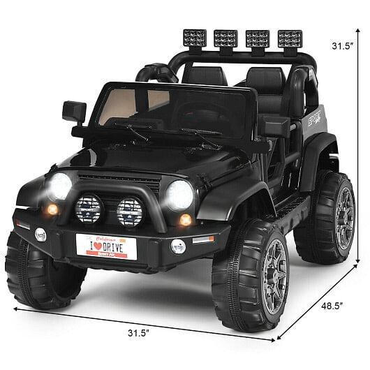 Load image into Gallery viewer, 2-Seater Electric Ride-On Truck with Remote Control and Storage - Black
