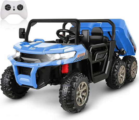 2-Seater Electric Truck Tractor with Dump Bed and Remote Control - 24V