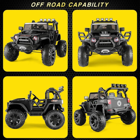 2-Seater 24V Kids Electric Jeep with Remote Control, 3 Speeds, and LED Lights