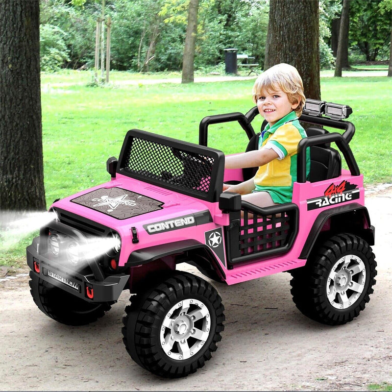 Load image into Gallery viewer, 2-Seater Kids Ride-On Truck with Remote Control, LED Lights, Music, and Double Doors

