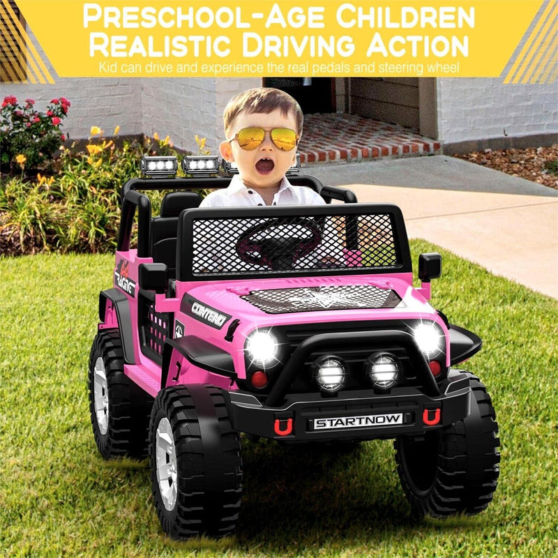 Load image into Gallery viewer, 2-Seater Kids Ride-On Truck with Remote Control, LED Lights, Music, and Double Doors
