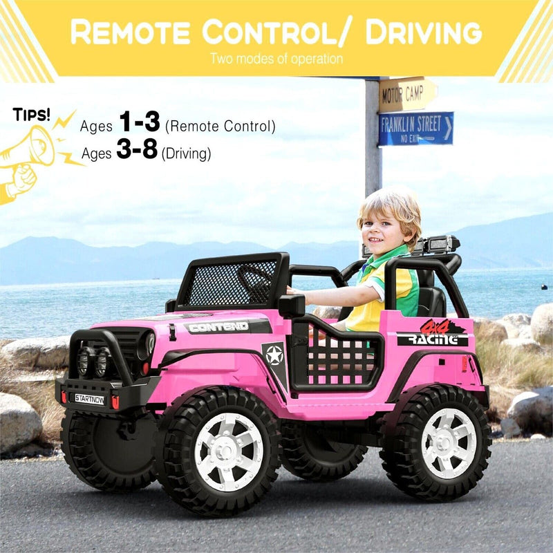 Load image into Gallery viewer, 2-Seater Kids Ride-On Truck with Remote Control, LED Lights, Music, and Double Doors
