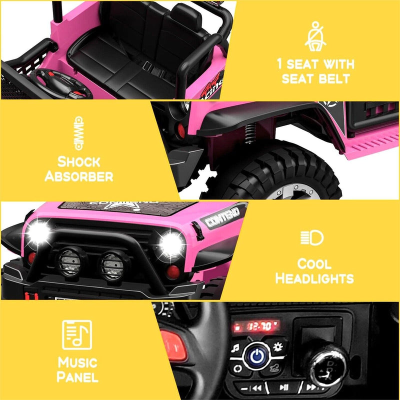 Load image into Gallery viewer, 2-Seater Kids Ride-On Truck with Remote Control, LED Lights, Music, and Double Doors
