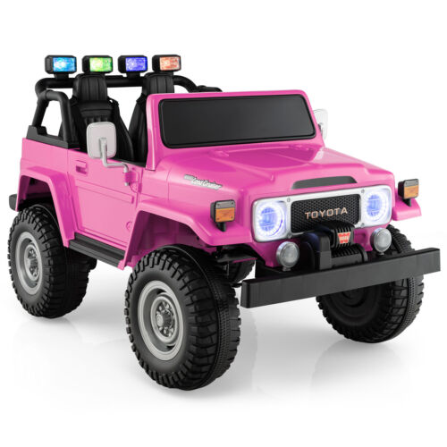 2-Seater Pink Battery Powered Ride-On Car with 3-Point Seat Belts and Doors - 12V