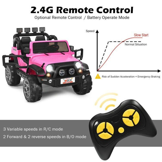 2-Seater Remote Control Ride-On Truck with Storage for Kids - 12V