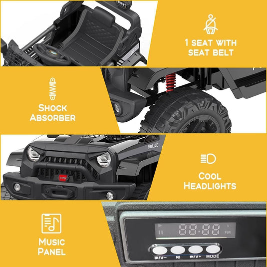 2-Speed Bluetooth Electric Kids Ride-On Truck with LED Lights and Remote Control - 12V US Version