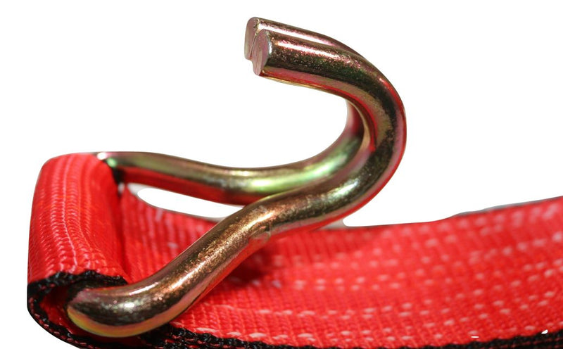 Load image into Gallery viewer, 2&quot; x 11 Ft 3-Point Ratchet Strap w/Wire Hooks For Auto Hauling | RED
