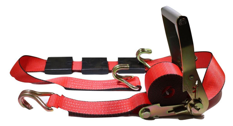 Load image into Gallery viewer, 2&quot; x 11 Ft 3-Point Ratchet Strap w/Wire Hooks For Auto Hauling | RED
