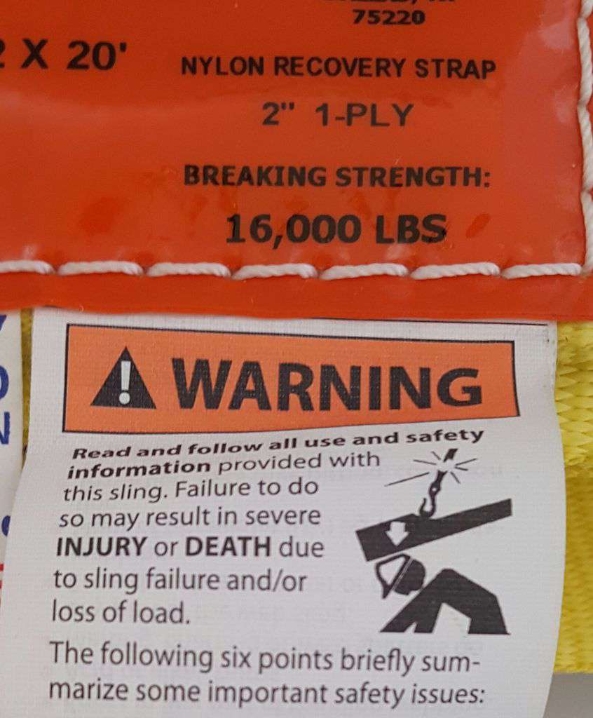 2" x 20 Ft Nylon Recovery Strap | RS220