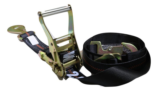 2" x 8 Ft Axle Wrap Auto Tie Down Ratchet Strap w/ Snap Hooks| BLACK