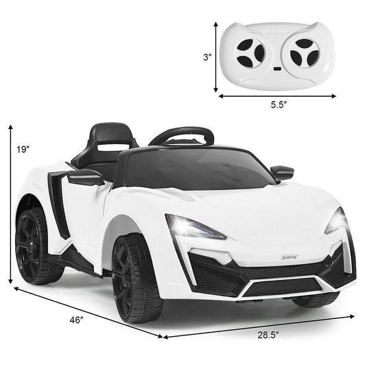 2.4G RC Electric Vehicle with Lights in White - 12V Color Option