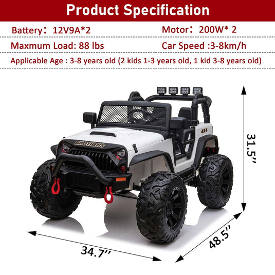 2.4G Remote Control Electric Ride-On Truck for Kids with Parental Control - 12V7A