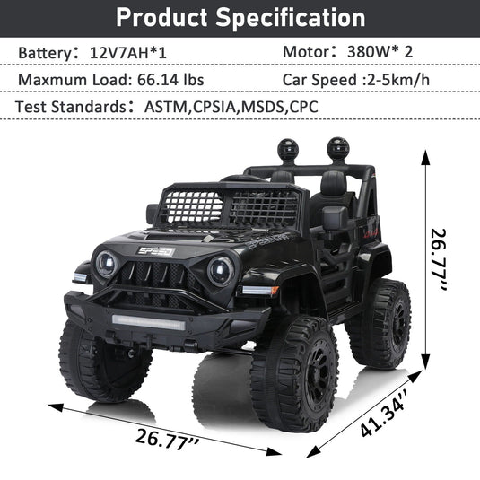 2.4G Remote Control Electric Ride-On Truck for Kids with Parental Control - 12V7A