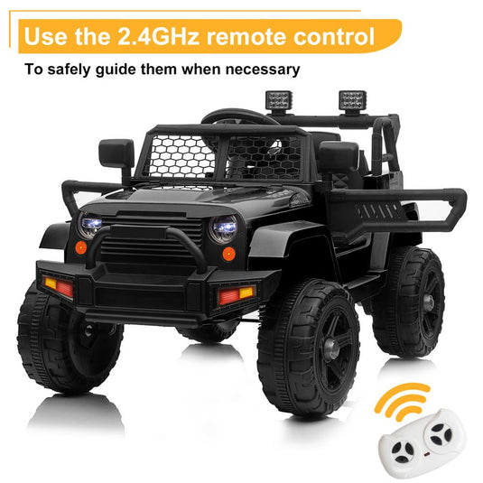 2.4G Remote Control Kids Ride On Car Truck with Light and Music - 12V, 2.8 mph Speed