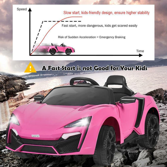 2.4G Remote Control Pink Ride On Car with Openable Lights for Kids - Electric Vehicle