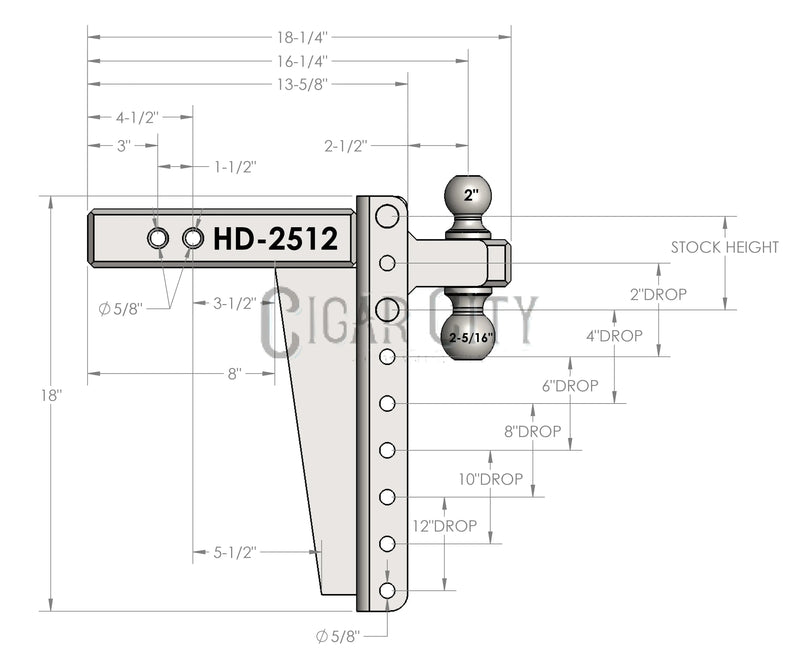 Load image into Gallery viewer, .5″ Heavy Duty 12″ Drop/Rise Hitch – Bulletproof Hitches – Adjustable Dual Ball Mount
