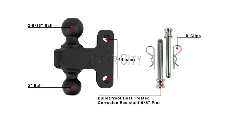 Load image into Gallery viewer, .5″ Heavy Duty 12″ Drop/Rise Hitch – Bulletproof Hitches – Adjustable Dual Ball Mount
