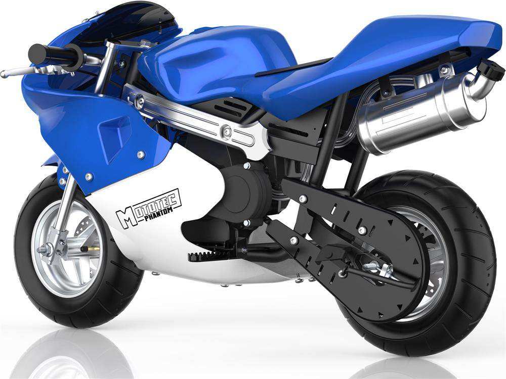 Mototec Phantom Gas Pocket Bike 49cc 2-stroke Blue - Skoutley Outdoors LLC