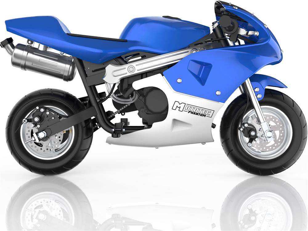 Mototec Phantom Gas Pocket Bike 49cc 2-stroke Blue - Skoutley Outdoors LLC