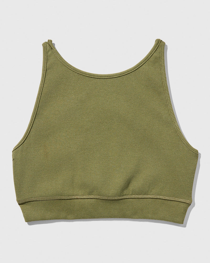 Load image into Gallery viewer, EcoKnit™ Ribbed High-Neck Sports Bra
