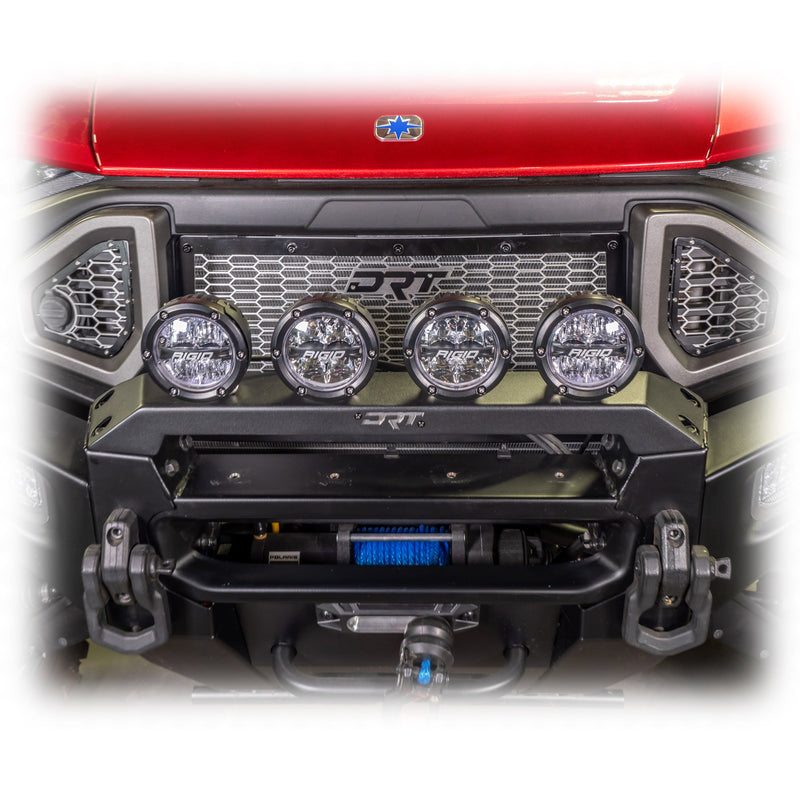 Load image into Gallery viewer, DRT Polaris Ranger XD 1500 2024+ Front Bumper Light Bracket Kit with ligths installed front view
