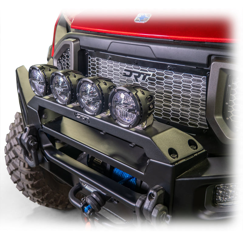 Load image into Gallery viewer, DRT Polaris Ranger XD 1500 2024+ Front Bumper Light Bracket Kit with lights installed Side view
