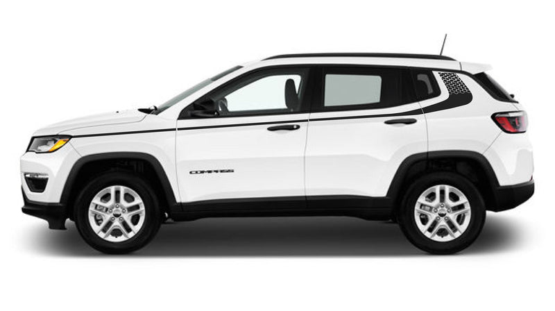 Load image into Gallery viewer, Hexagon Pattern Hockey Stripe Side Decals for 2017-2021 Jeep Compass (x2)
