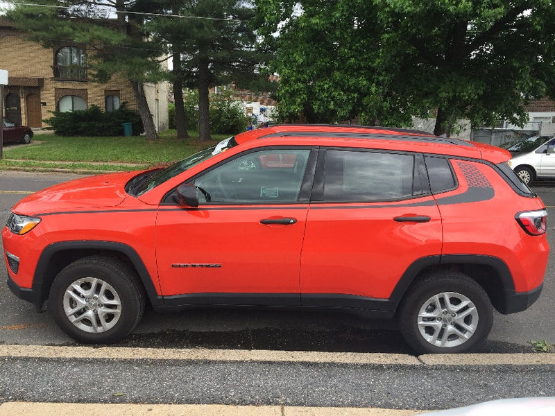 Load image into Gallery viewer, Hexagon Pattern Hockey Stripe Side Decals for 2017-2021 Jeep Compass (x2)
