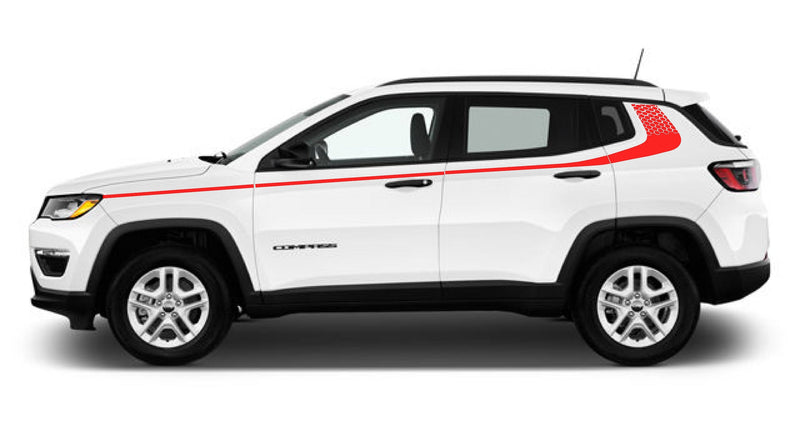 Load image into Gallery viewer, Hexagon Pattern Hockey Stripe Side Decals for 2017-2021 Jeep Compass (x2)
