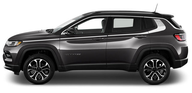 Load image into Gallery viewer, Hexagon Pattern Hockey Stripe Side Decals for 2017-2021 Jeep Compass (x2)
