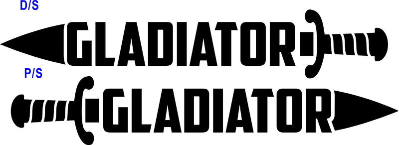 Load image into Gallery viewer, Fender &quot;Gladiator&quot; Sword Side Lettering Decal for Jeep Gladiator (x2)
