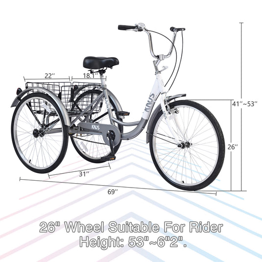 Knus Virbus 26“ Single-Speed Tricycle For Adults
