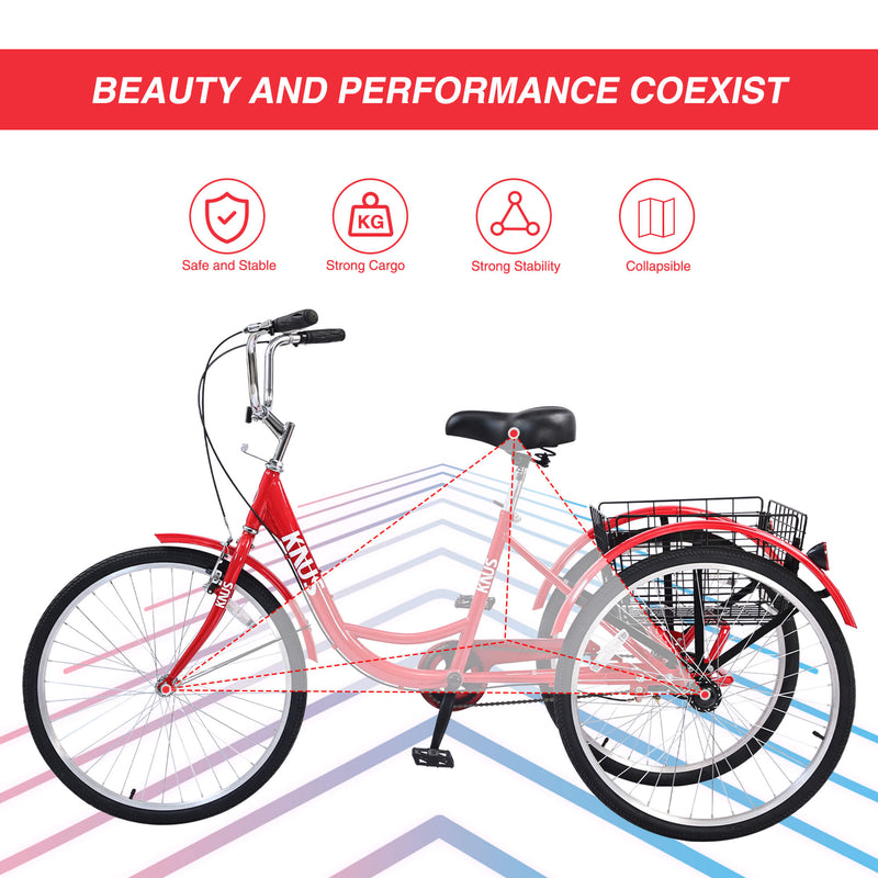 Load image into Gallery viewer, Knus Virbus 24“ Single-Speed Adult Tricycle
